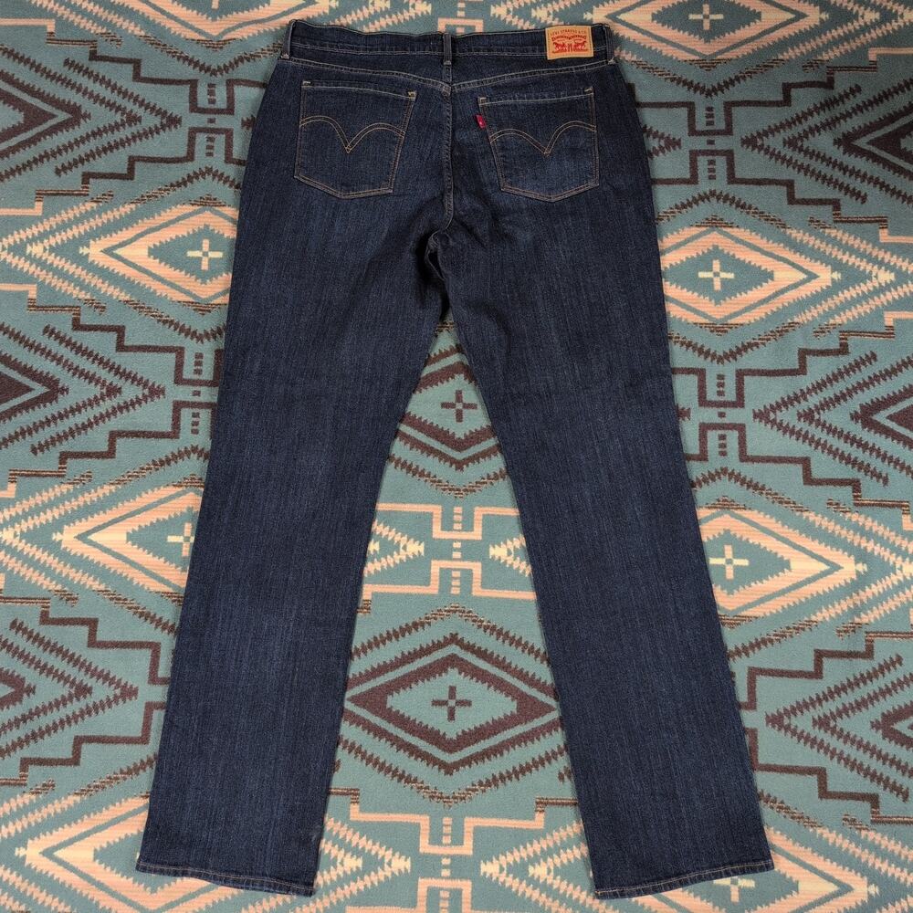 Levi's 505 Straight Leg Jeans Women's Size 14 35x34 Blue Dark Wash Denim Pants